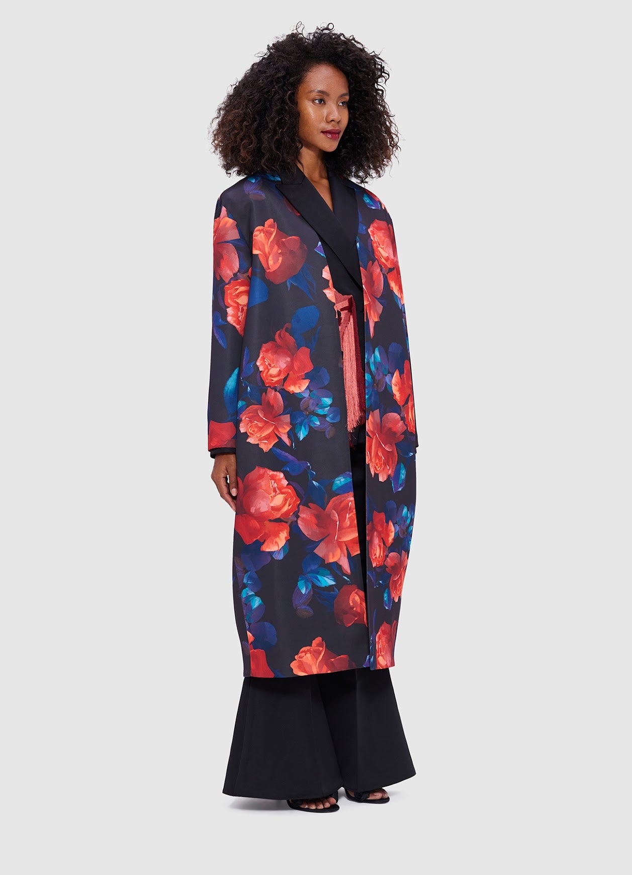 Leo Lin Zina Cocoon Coat - Rose Print