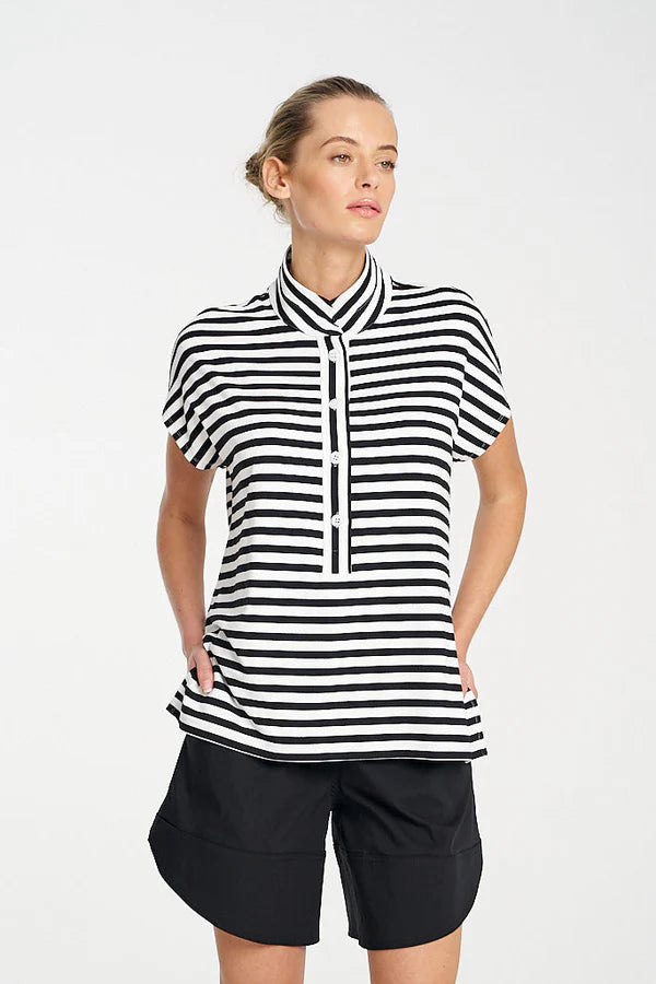 PRE ORDER Mela Purdie Henley Tank F536 8755 - BLACK/WHITE