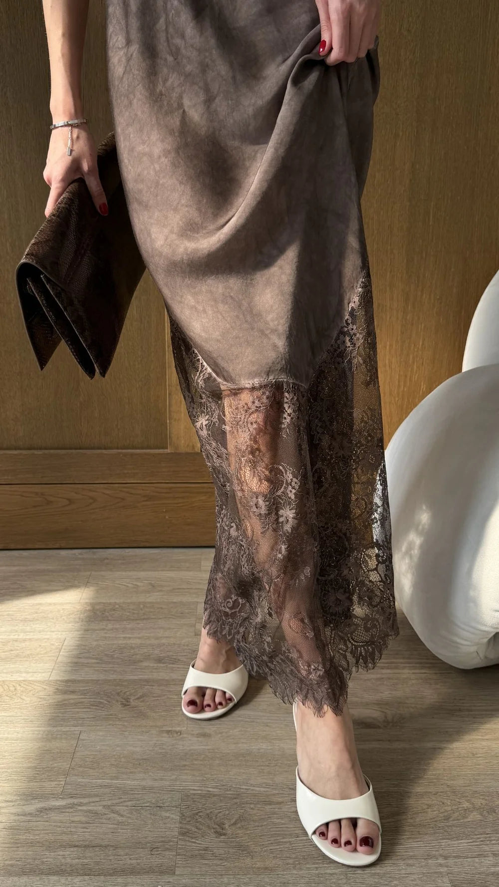 CHARLI London Solange Slip Dress - ESPRESSO