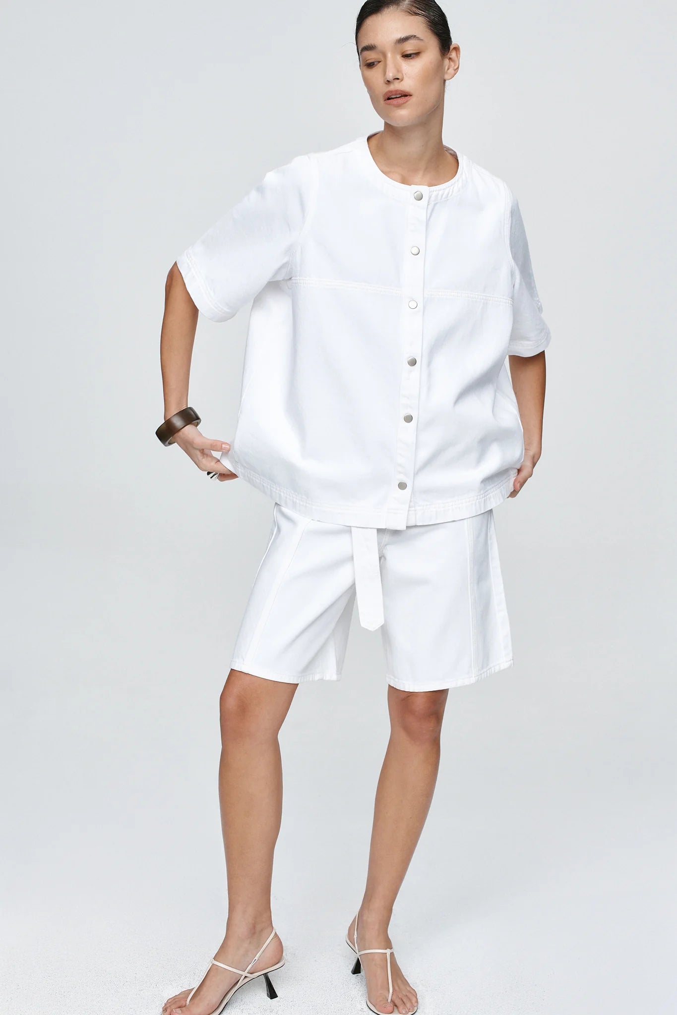 MARLE Short Sleeve Seam Shirt - Blanc