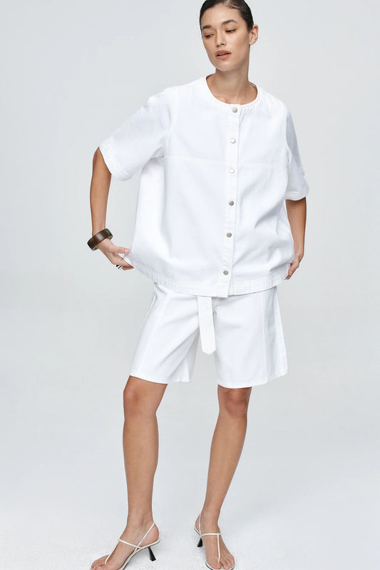 MARLE Short Sleeve Seam Shirt - Blanc