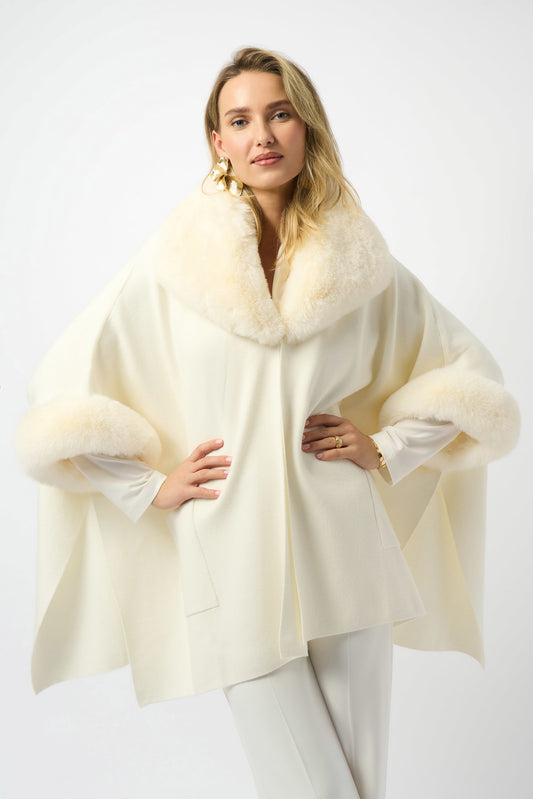 Joseph Ribkoff Brushed Jacquard and Faux Fur Cape
243930F25