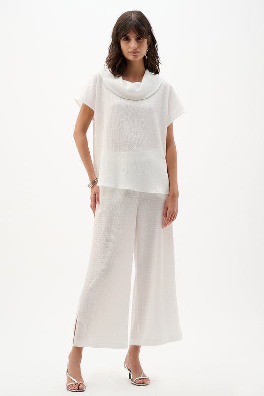 Joseph Ribkoff Textured Knit Cowl Collar Boxy Top
262194 Off-White