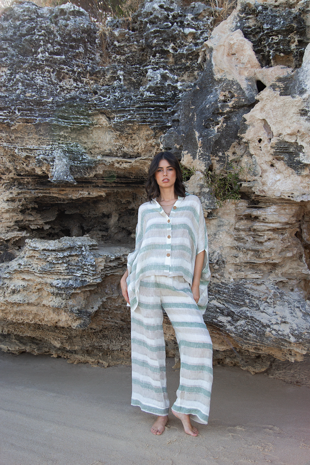 SCANDI & CO Amalfi Top - SAGE STRIPE