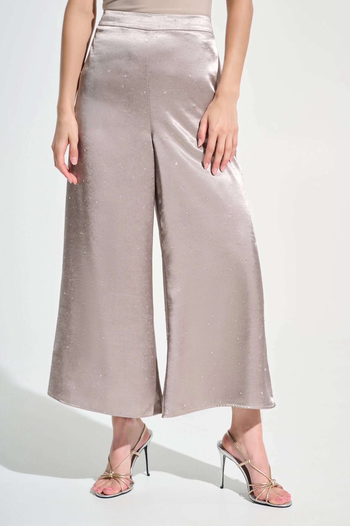 Joseph Ribkoff Signature Satin Rhinestone Culotte Pants
262723 Feather Grey