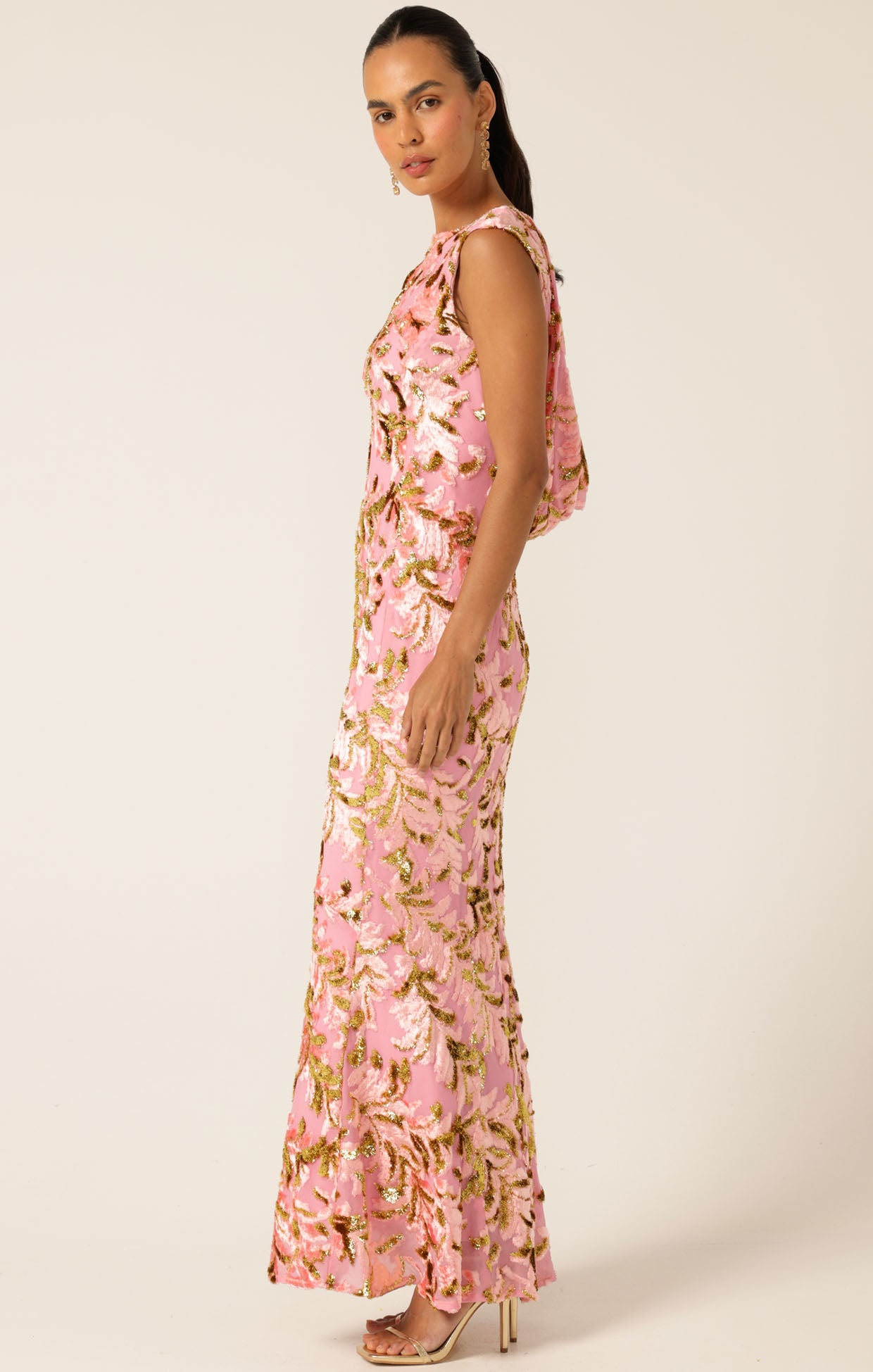 August Pre Order SACHA DRAKE Heavenly Heights Maxi Dress - Pink Gold