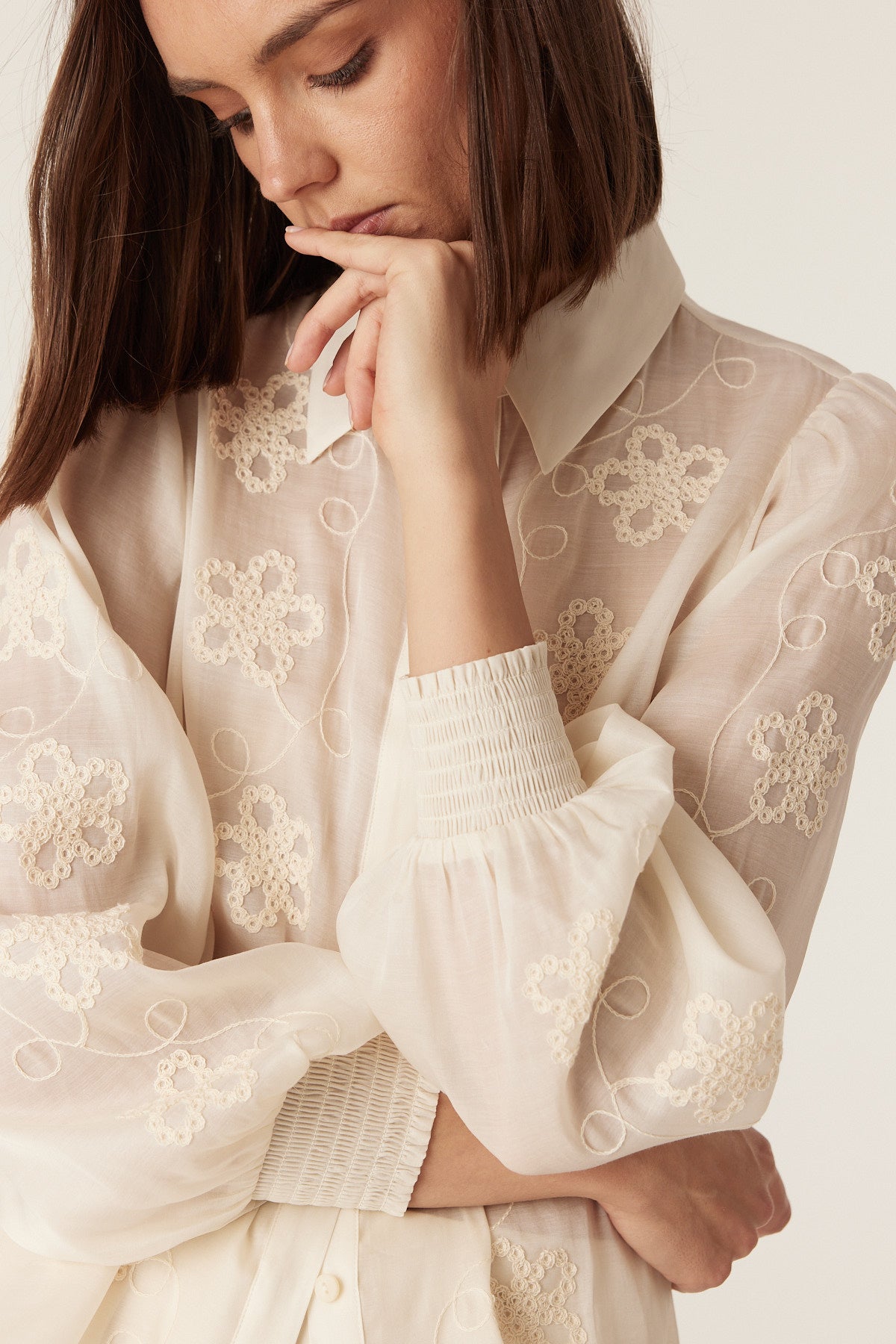 Cable Melbourne Faith Embroidered Blouse - Ecru