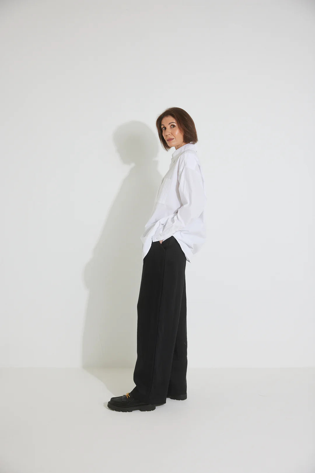 Sara Fox Classic Boyfriend Shirt - White