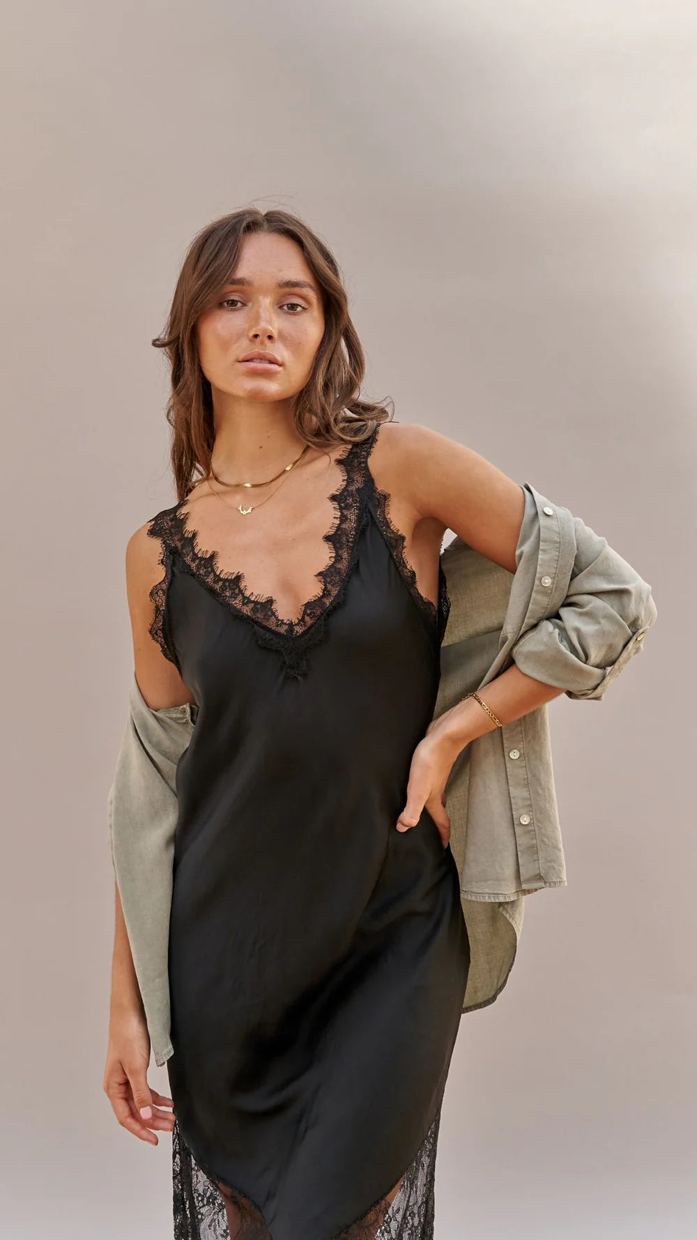 Charli London SOLANGE Slip Dress - BLACK