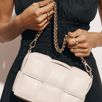 Vestrisi Margot Ivory Leather Woven Bag
