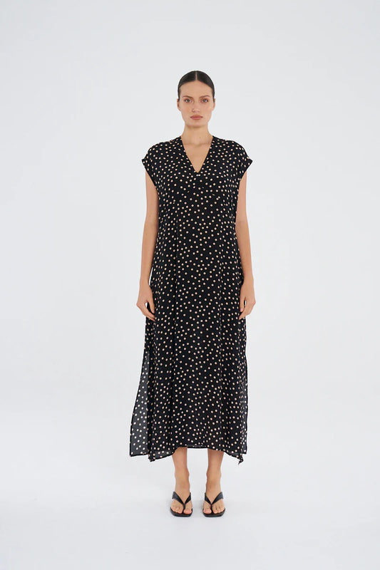 Mela Purdie Maxi Slice Dress F856 3383 - BLACK/ MERINGUE