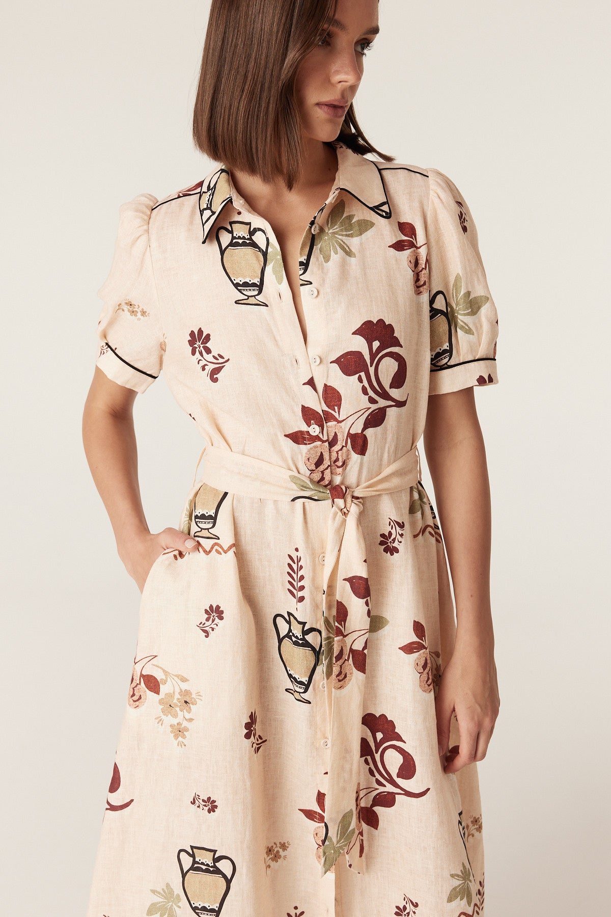 Cable Melbourne Avondale Linen Dress - Rustic Garden Print