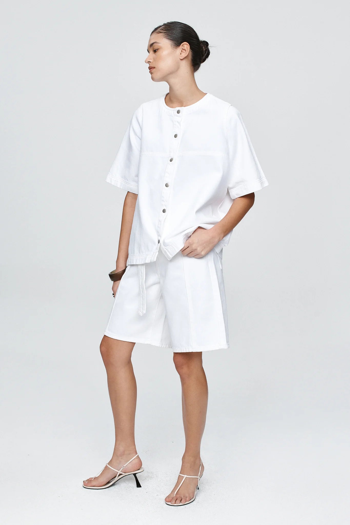 MARLE Short Sleeve Seam Shirt - Blanc