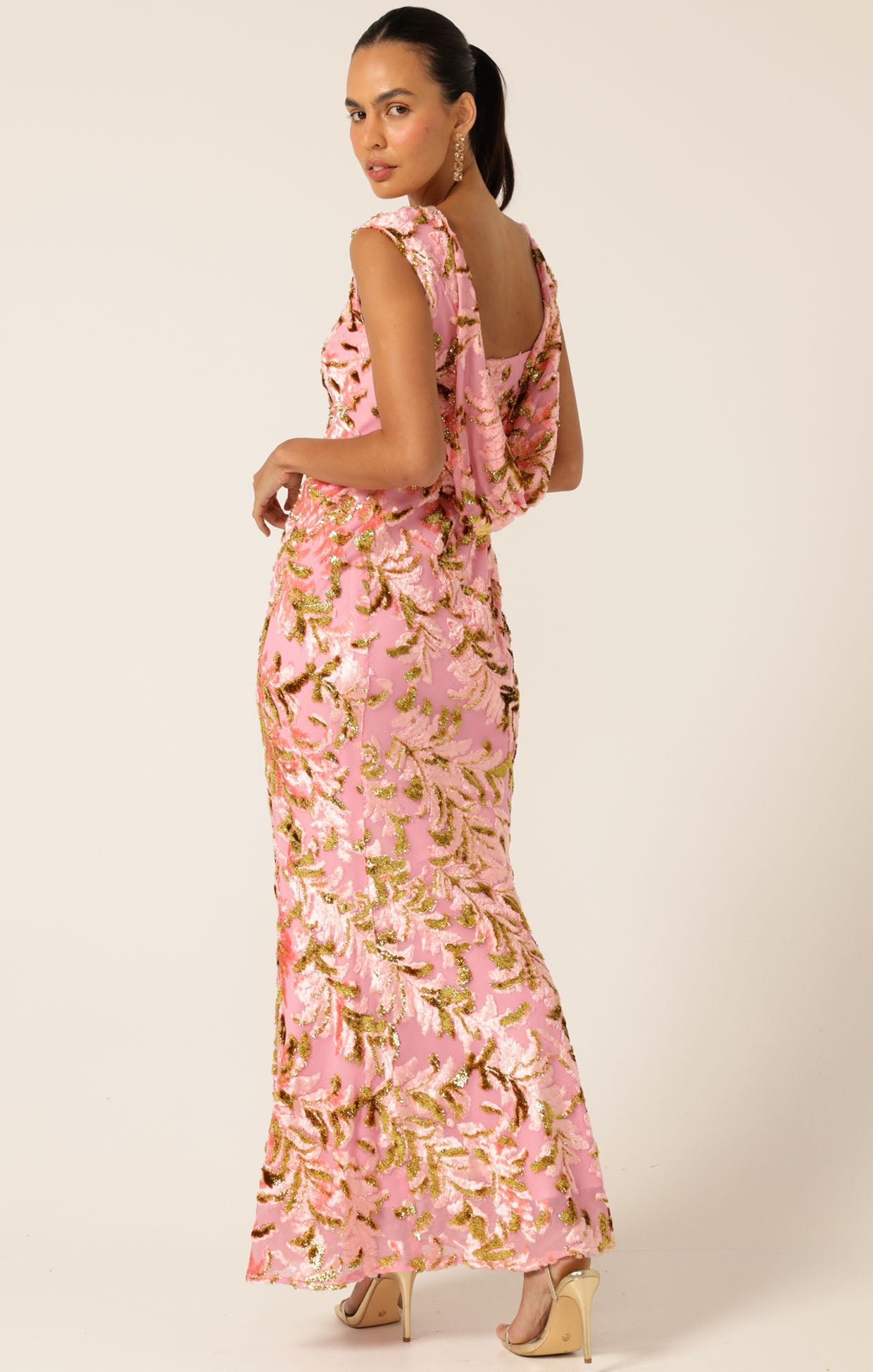 August Pre Order SACHA DRAKE Heavenly Heights Maxi Dress - Pink Gold