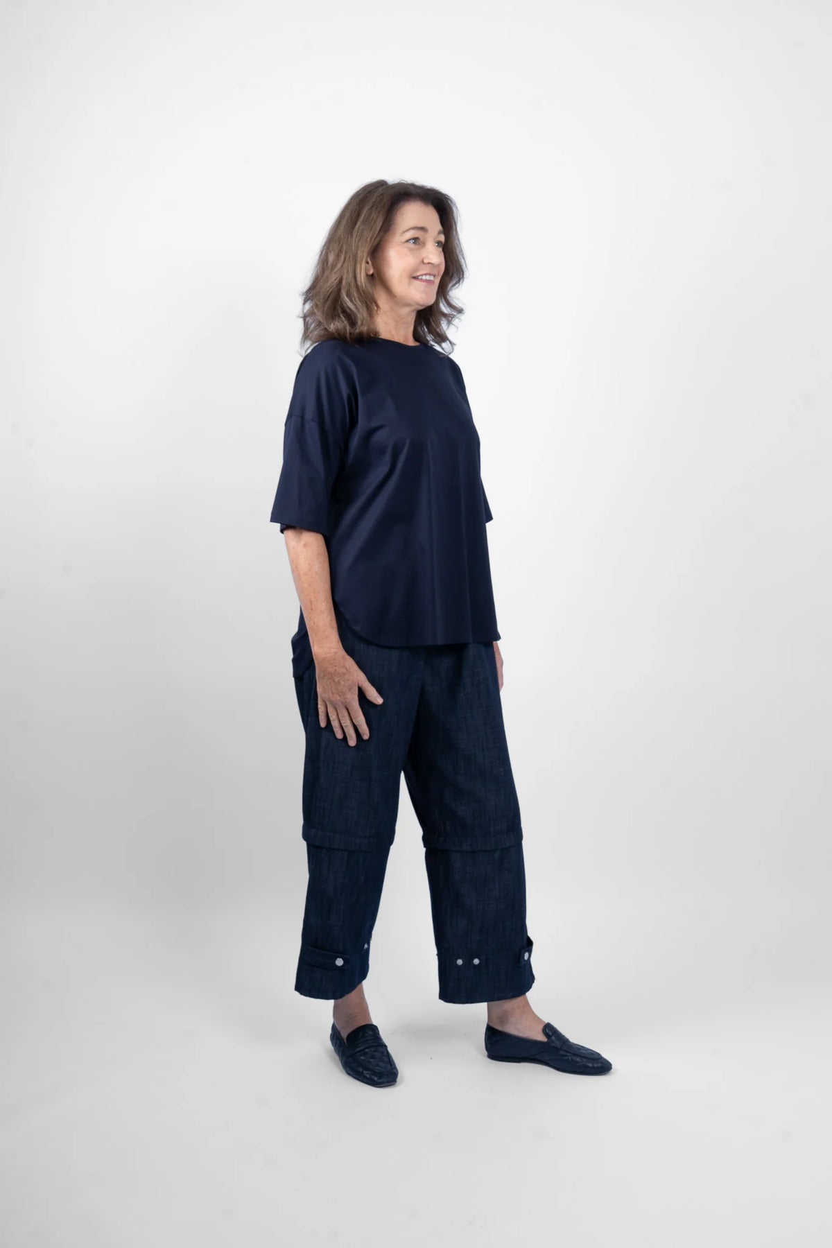 Maud Dainty Peony Tee - Navy