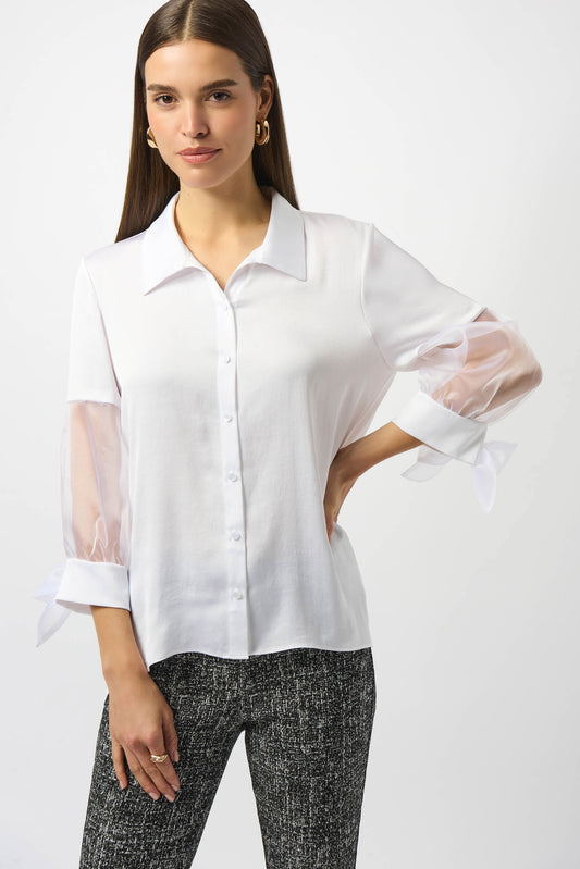 Joseph Ribkoff Recycled Satin And Organza Boxy Blouse BLACK
253213