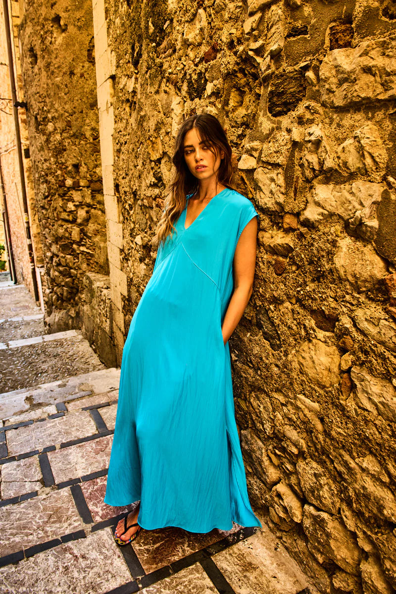 Mela Purdie Maxi Slice Dress F67 3383 - CERULEAN