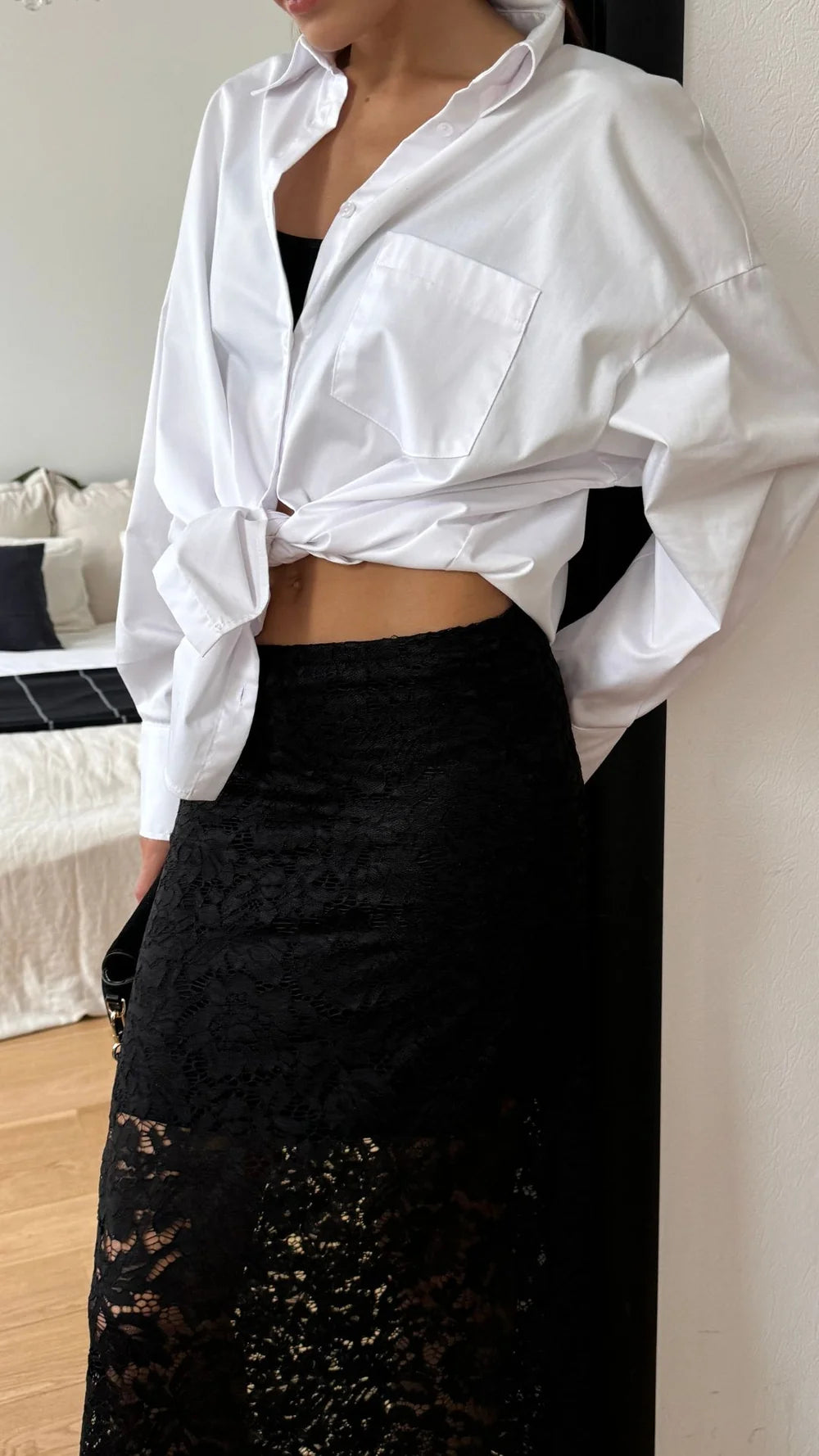 CHARLI London ALBA Lace Skirt - BLACK