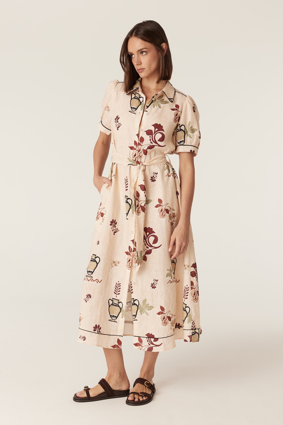 Cable Melbourne Avondale Linen Dress - Rustic Garden Print
