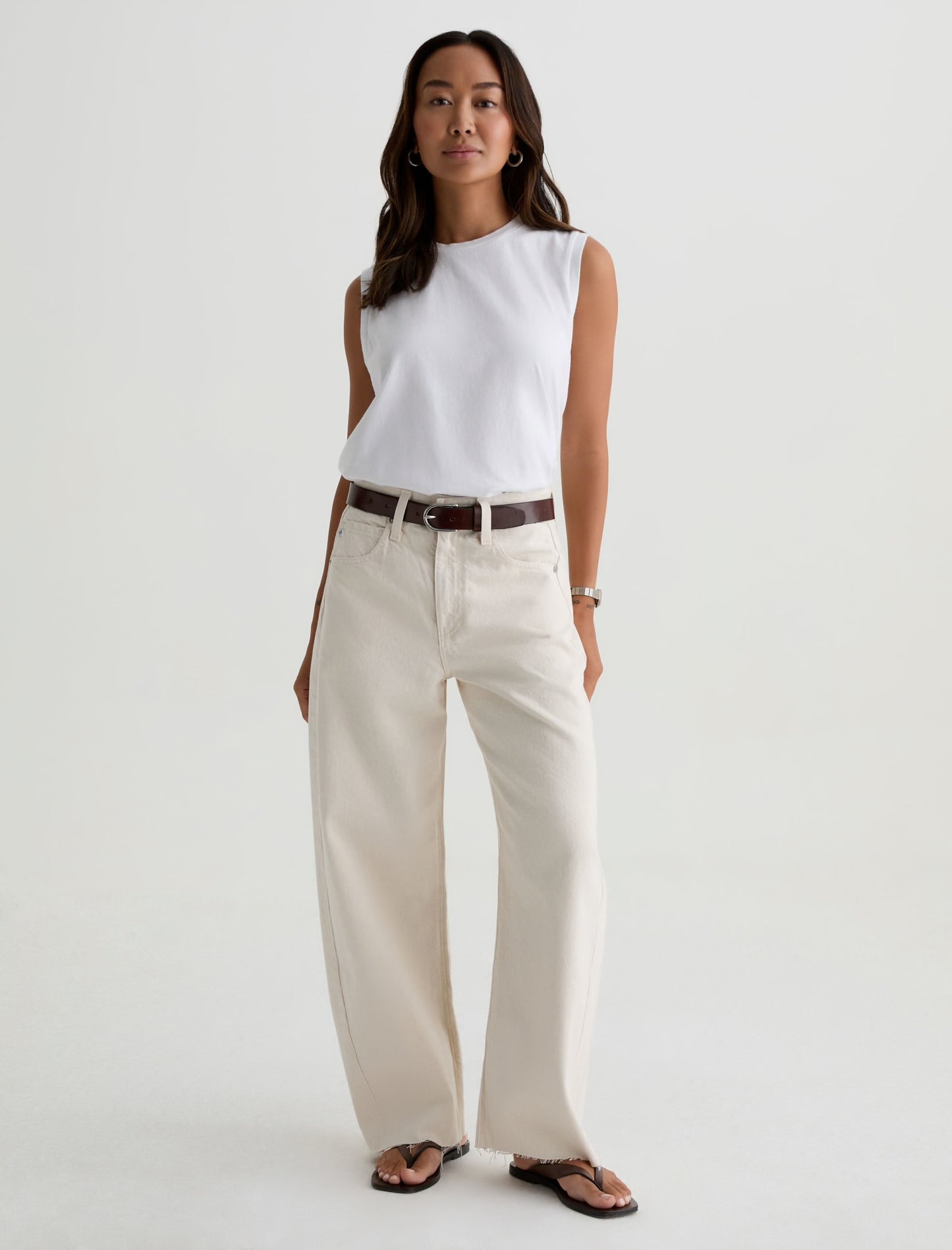 AG Jeans Hattie Crop Jean - High-Rise Barrel - Opal Stone