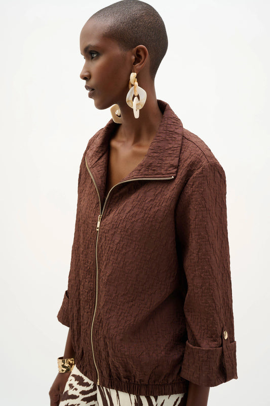 Joseph Ribkoff Jacquard Bomber Jacket With Funnel Collar
262138 Mahogany