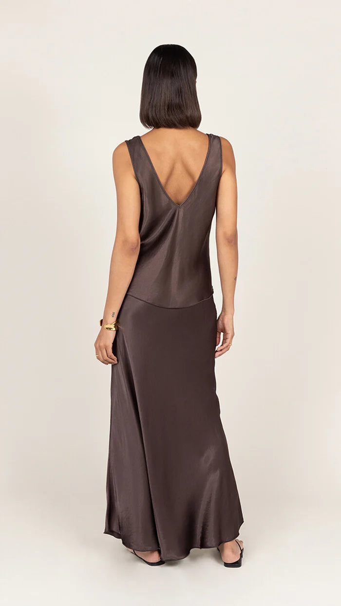 CHARLI Maeve Satin Set - Dark Espresso