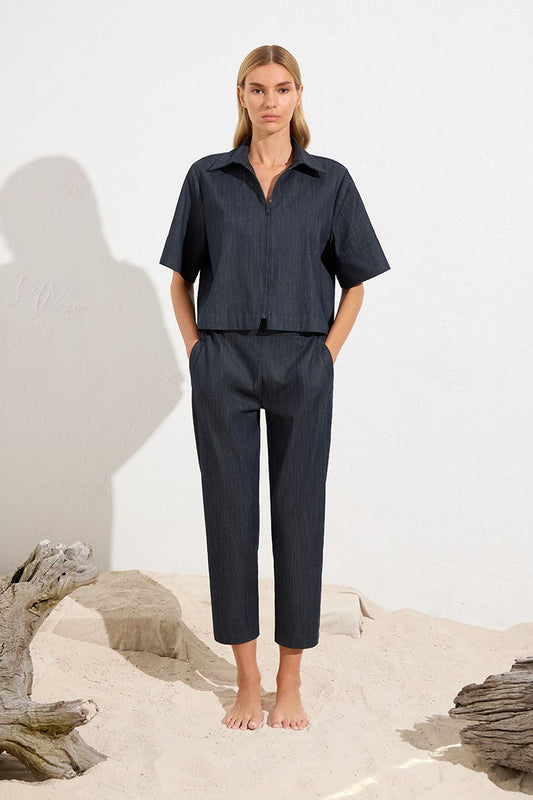 Mela Purdie SS Zip Bomber F415 4158 - Deep Indigo