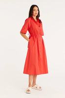 Cable Melbourne Lucy Poplin Shirt Dress - Tomato
