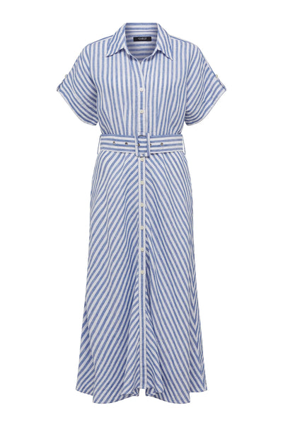 Cable Melbourne Aegean Linen Dress - Blue Stripe
