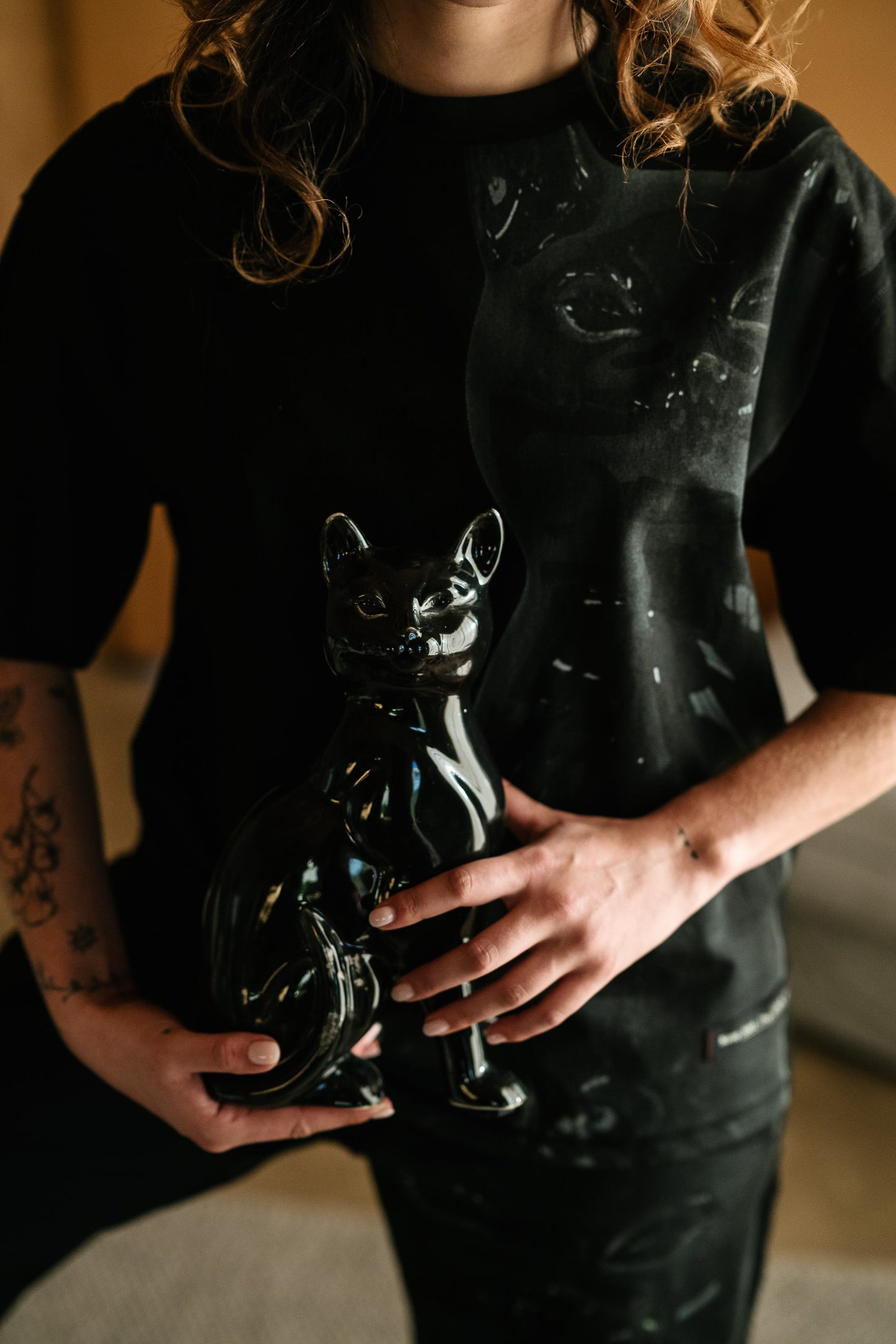 Circular by Maud Dainty Patch Tee - The Black Cat/ BLACK