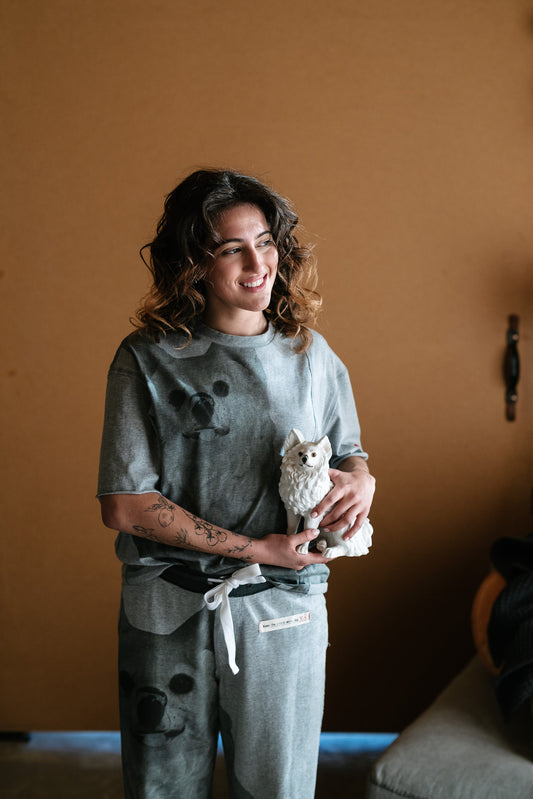 PRE ORDER Circular by Maud Dainty Patch Tee - The Little White Dog / GREY