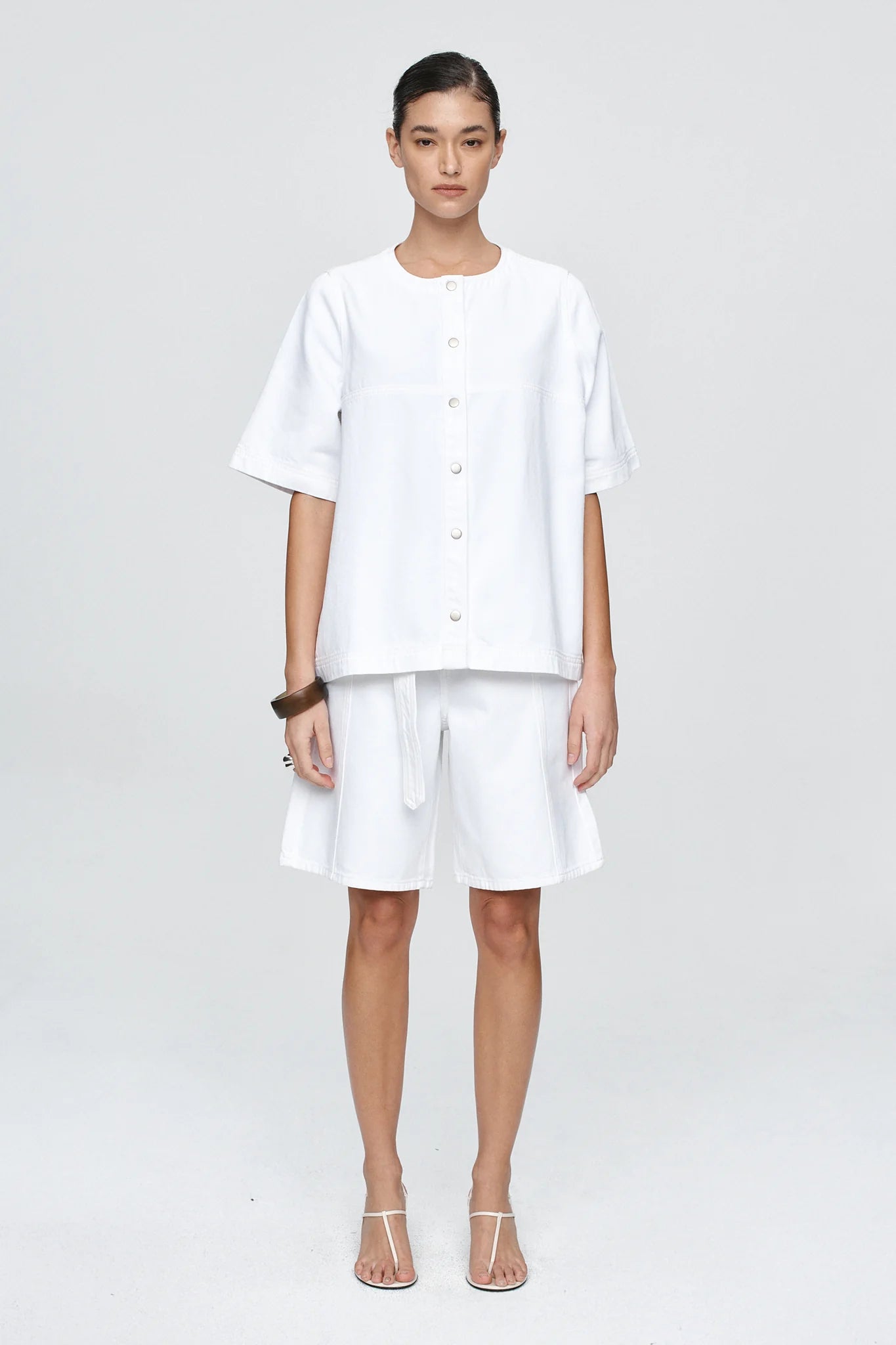 MARLE Short Sleeve Seam Shirt - Blanc