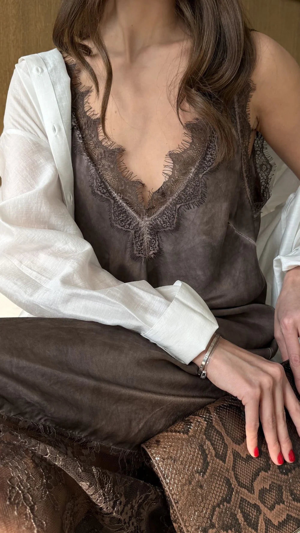 CHARLI London Solange Slip Dress - ESPRESSO