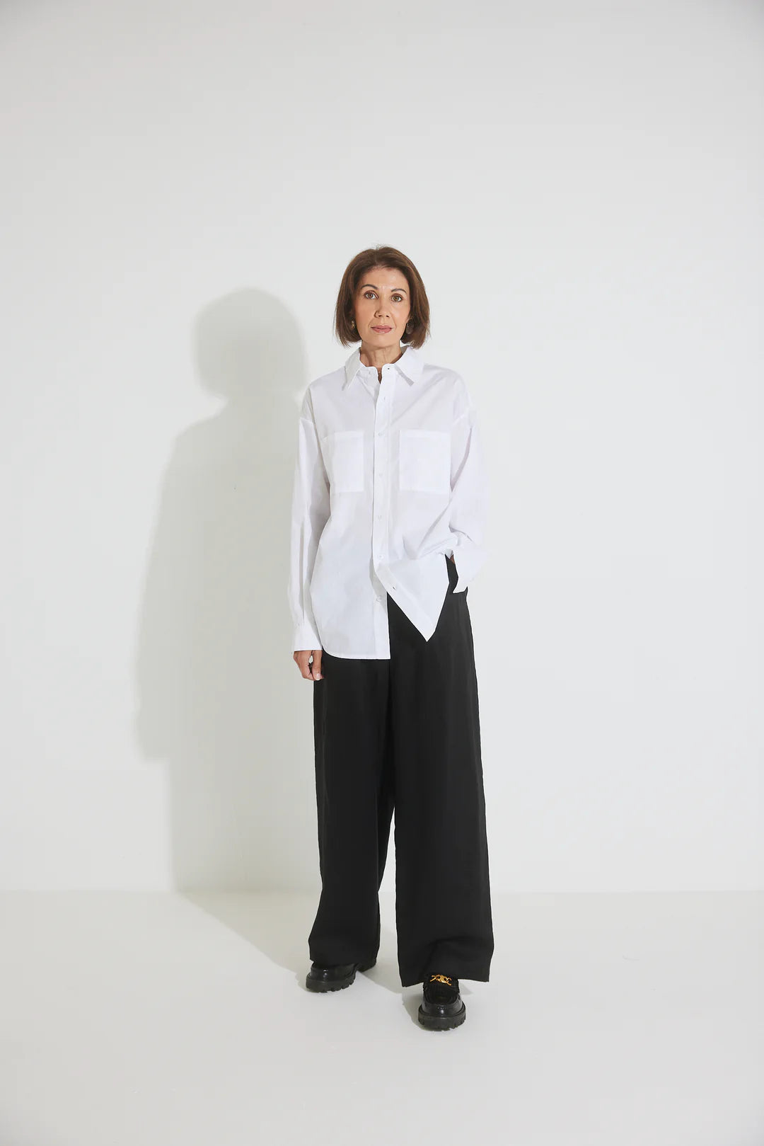 Sara Fox Classic Boyfriend Shirt - White