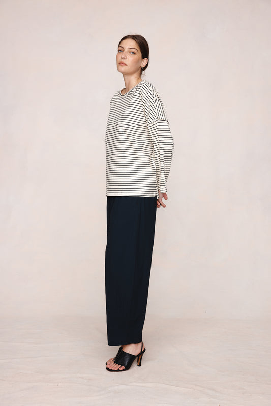 MARLE Yelena Tee - Ivory/ Black Stripe