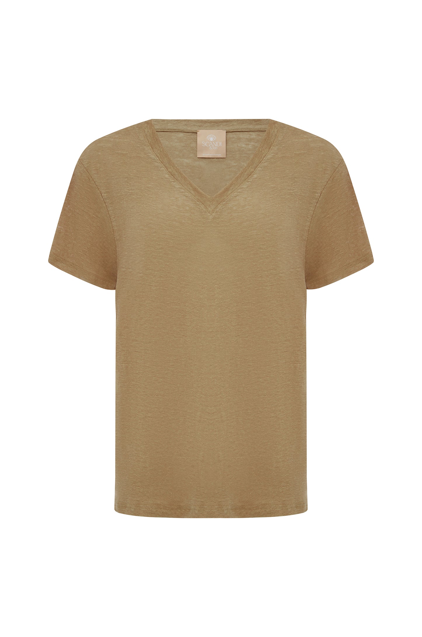 Scandi & Co V Neck Tee - Caramel