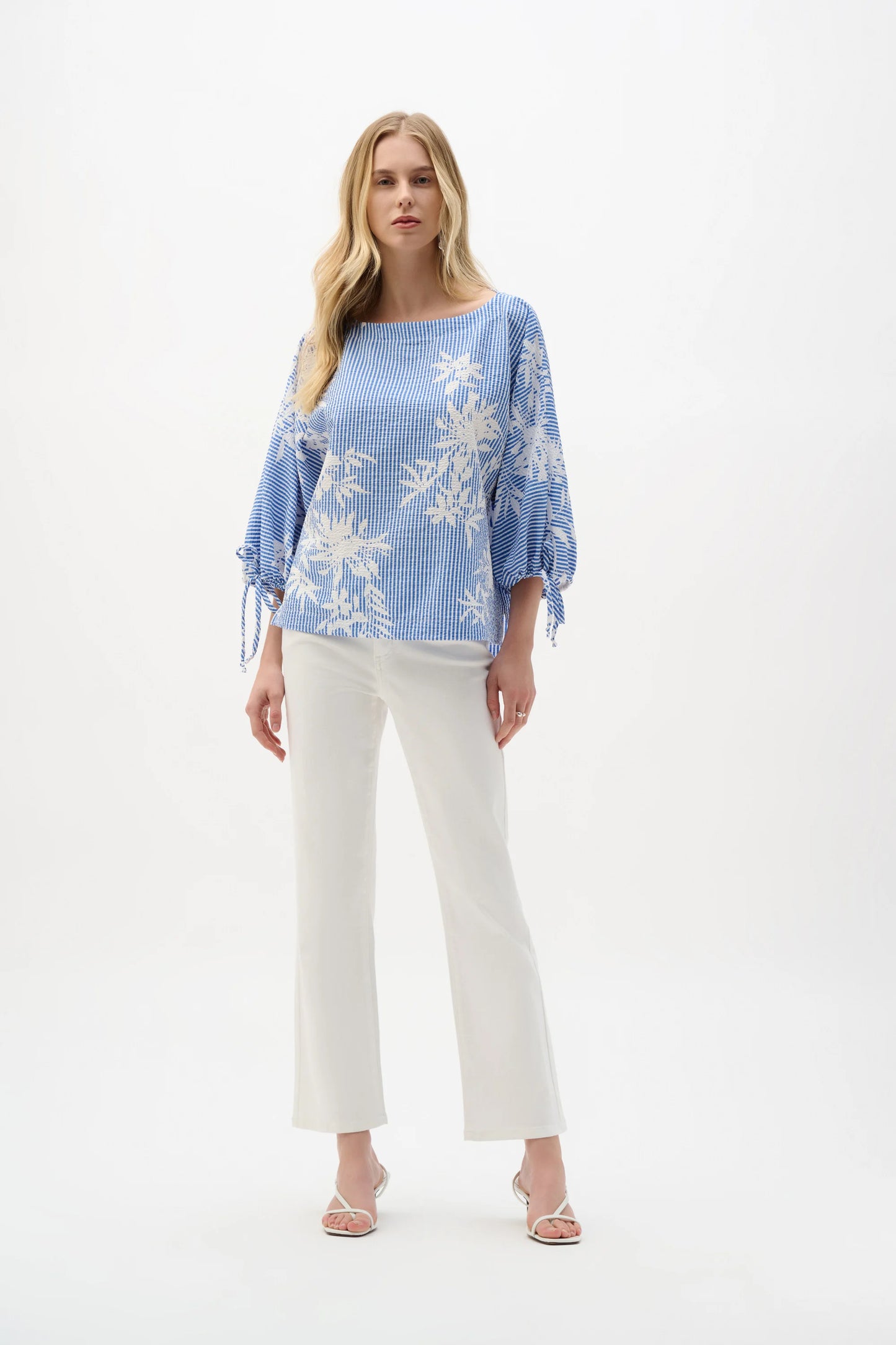 Joseph Ribkoff Woven Seersucker Floral Print Trapeze Top
262067