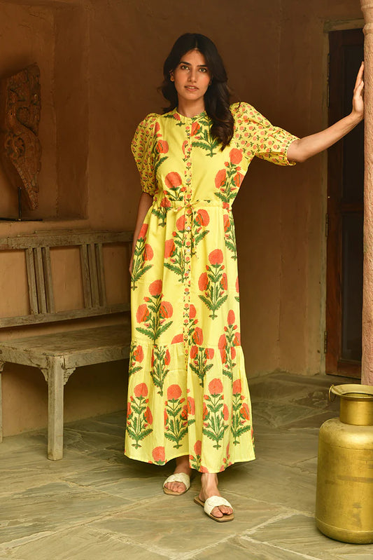 MANDALAY DESIGNS Best Exotic Marigold Hotel Dress - SUNSHINE