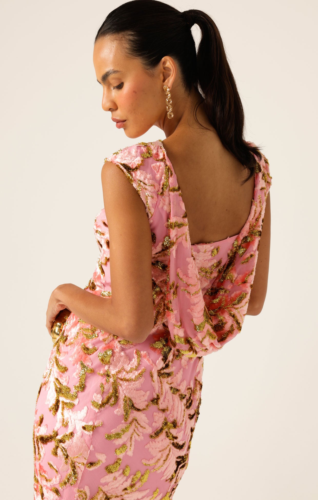 August Pre Order SACHA DRAKE Heavenly Heights Maxi Dress - Pink Gold