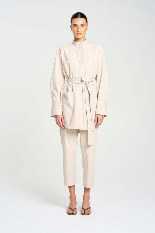 Mela Purdie Tapered Flat Pant F416 1831 - FLAX AND IVORY