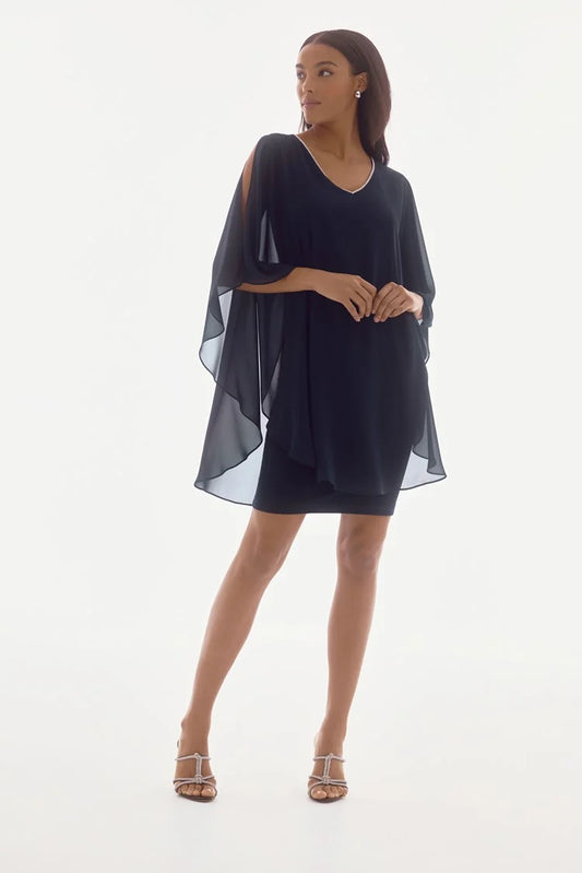 Joseph Ribkoff Signature Chiffon and Silky Knit Layered Dress
251746 Midnight