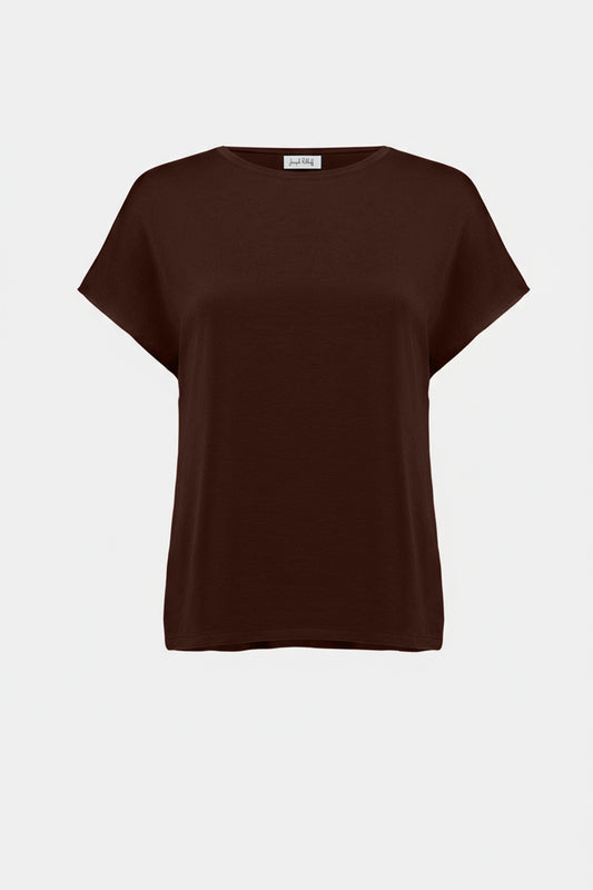 Joseph Ribkoff Recycled Satin And Silky Knit Straight Top
262189 Mahogany