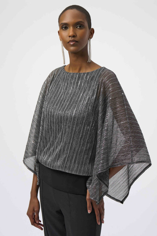 Joseph Ribkoff Sequined Pleated Knit Layered Top
254026