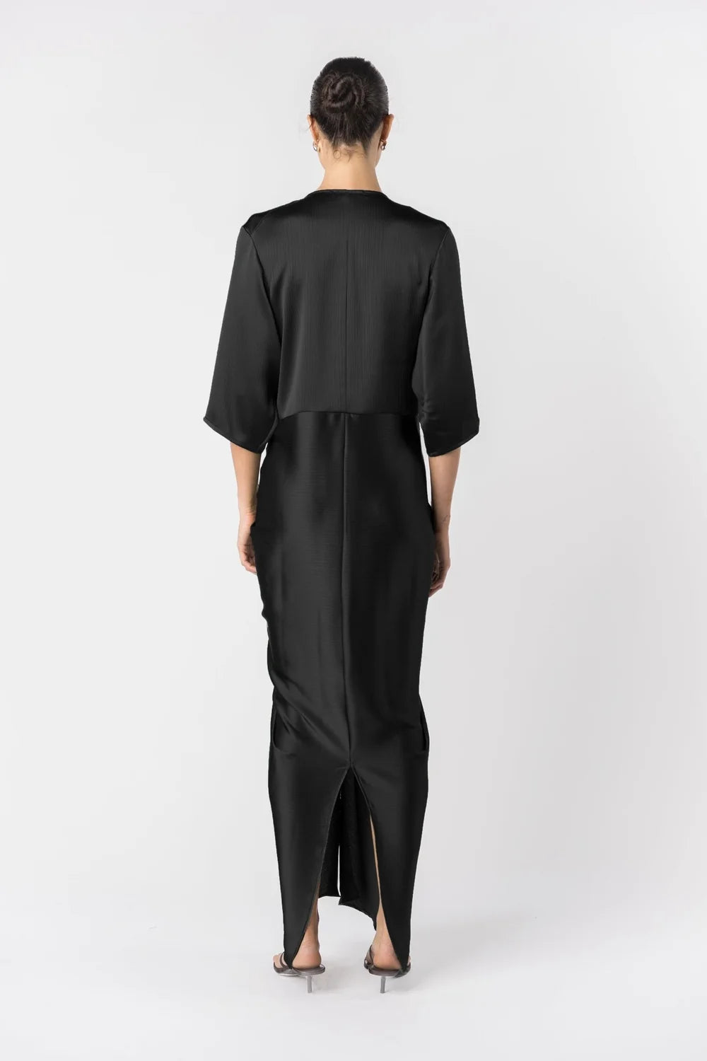 One Fell Swoop Alex Kimono - Obsidian Black Satin
