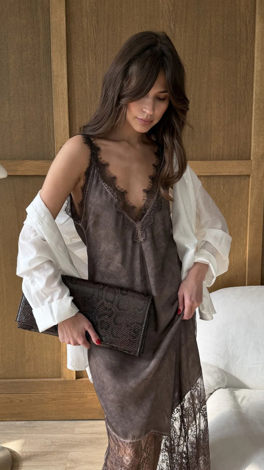 CHARLI London Solange Slip Dress - ESPRESSO