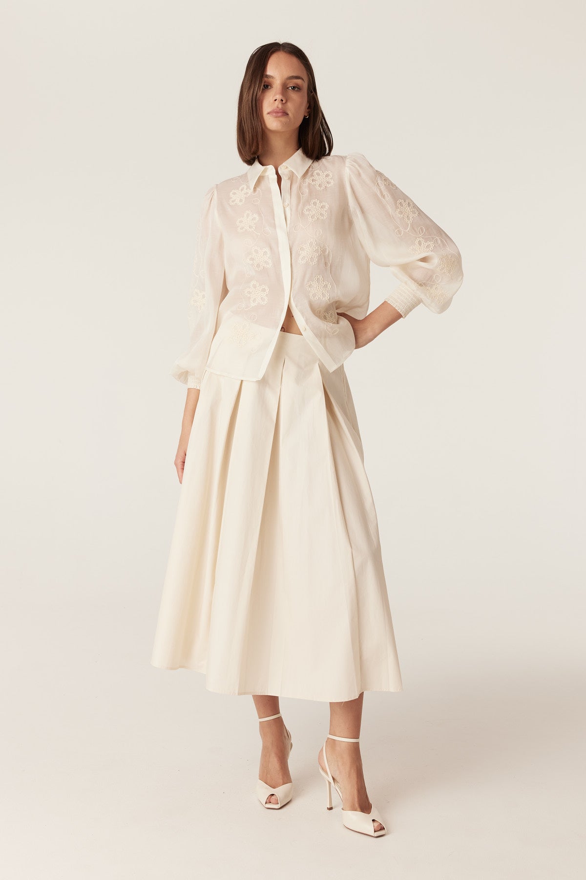 Cable Melbourne Faith Embroidered Blouse - Ecru