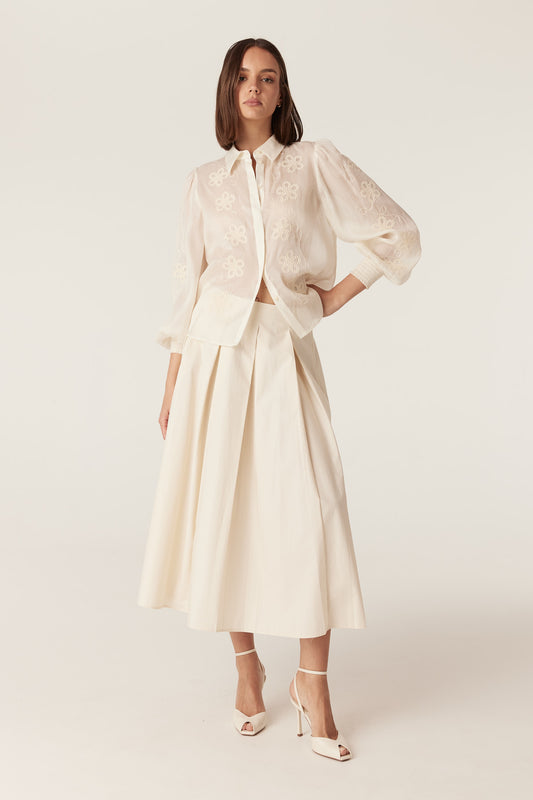 Cable Melbourne Faith Embroidered Blouse - Ecru