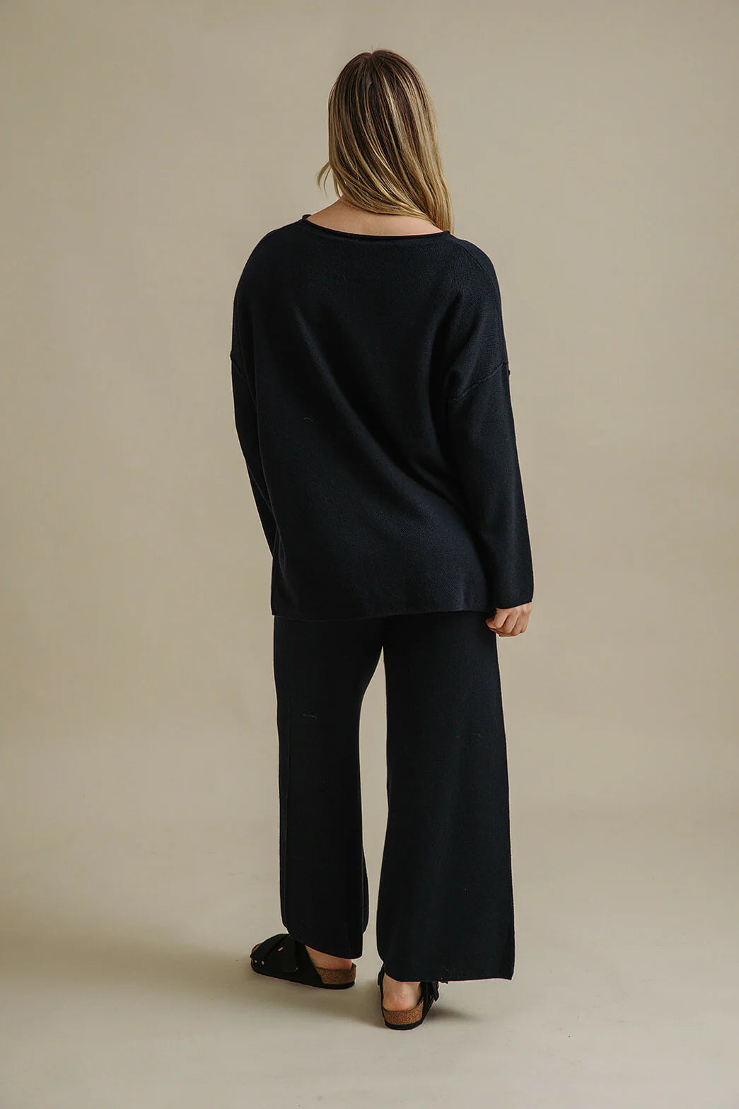 TALAMAYA Winter Retreat Merino Cotton Pullover Deep Ocean