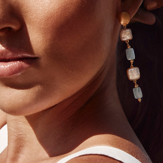 Fairley Pearl Aqua Cocktail Earrings