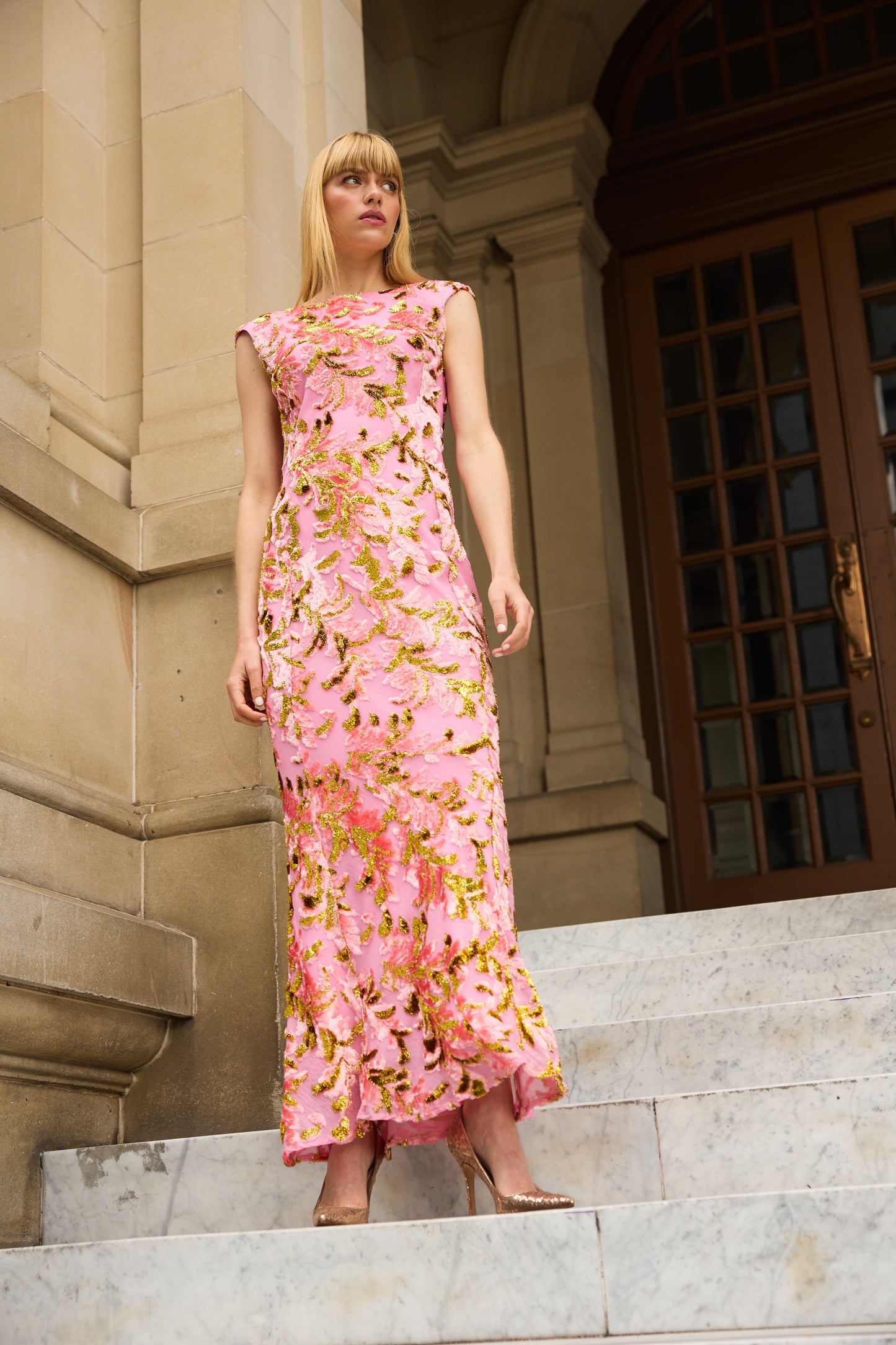 August Pre Order SACHA DRAKE Heavenly Heights Maxi Dress - Pink Gold